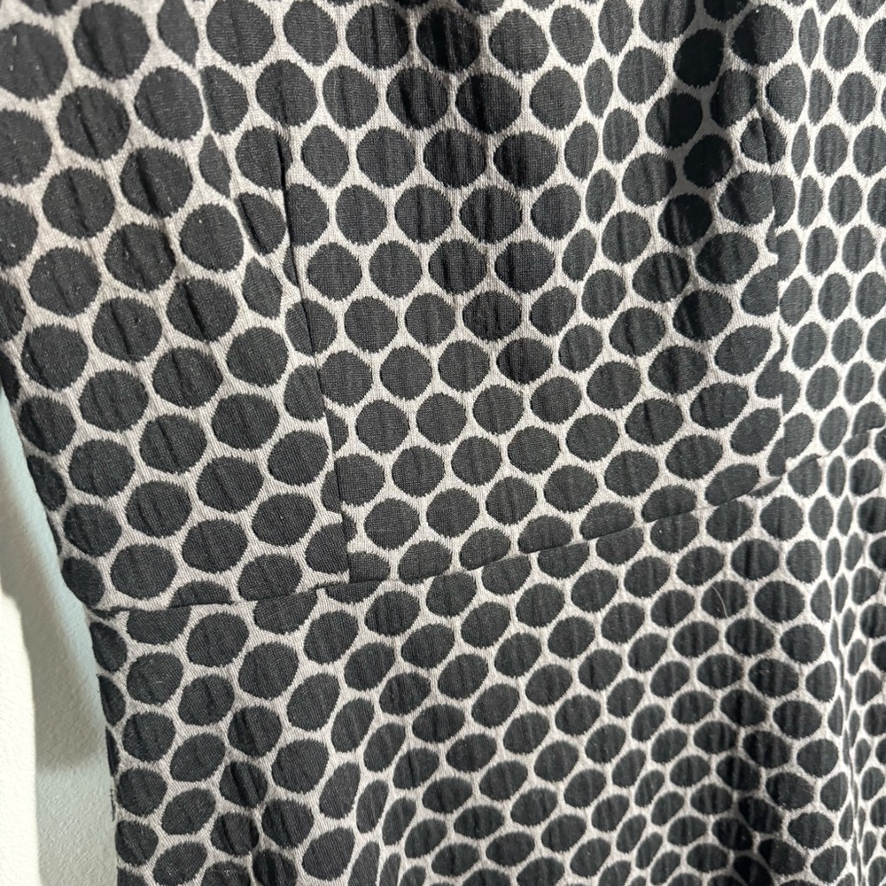 Boden Black and Gray Polka Dot Fit & Flare Dress Size 8 Petite 3/4 Sleeves Fall - Picture 2 of 12